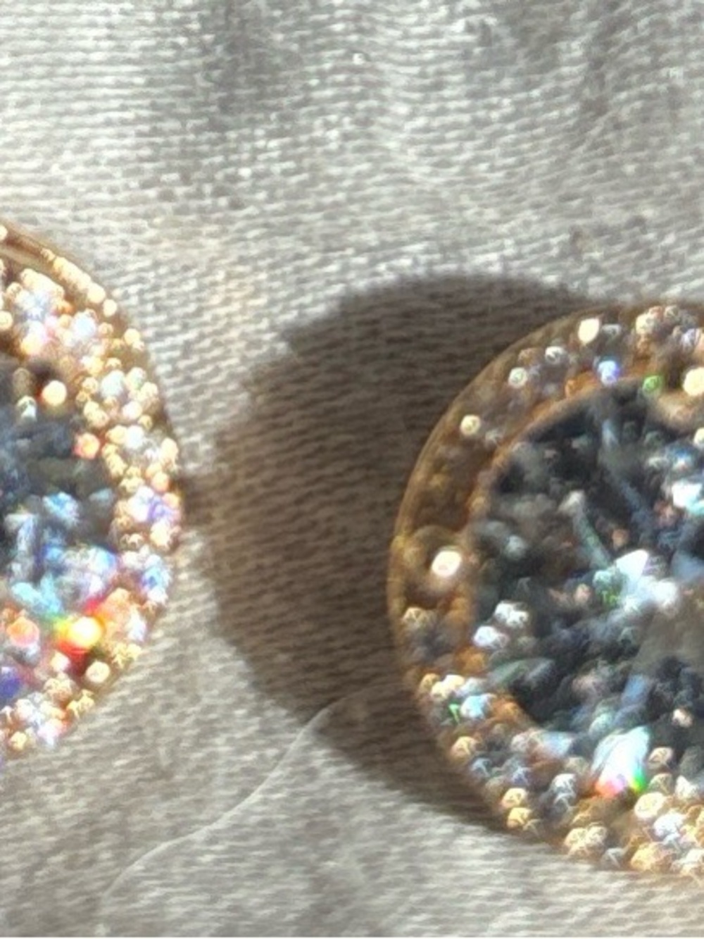 Gold-Tone Pavé Crystal Halo Stud Earrings - Iridescent Center! Beautiful